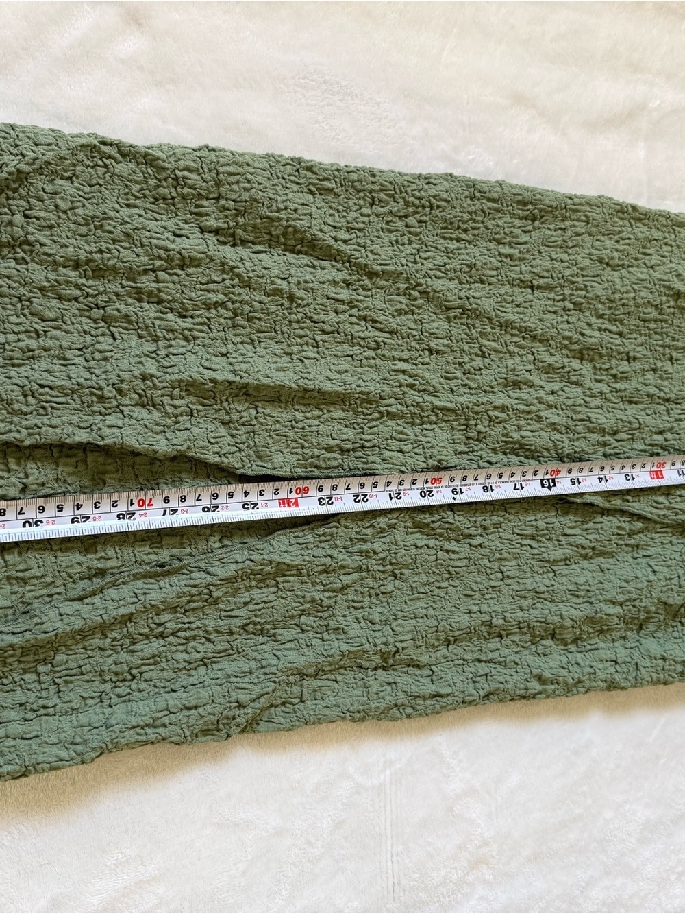 Sage Green Textured Two Piece Beach Set Wrap Skirt Puff Sleeve Top - Picture 10 of 11
